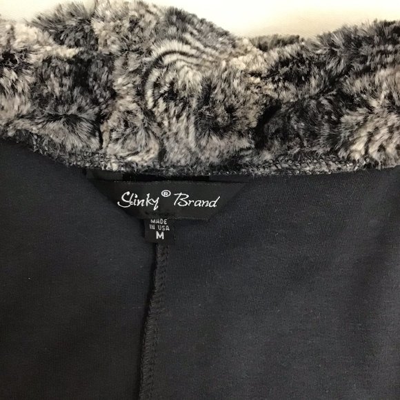 Slinky Brand Dark Gray Faux Fur Collar Jacket M - Picture 5 of 8